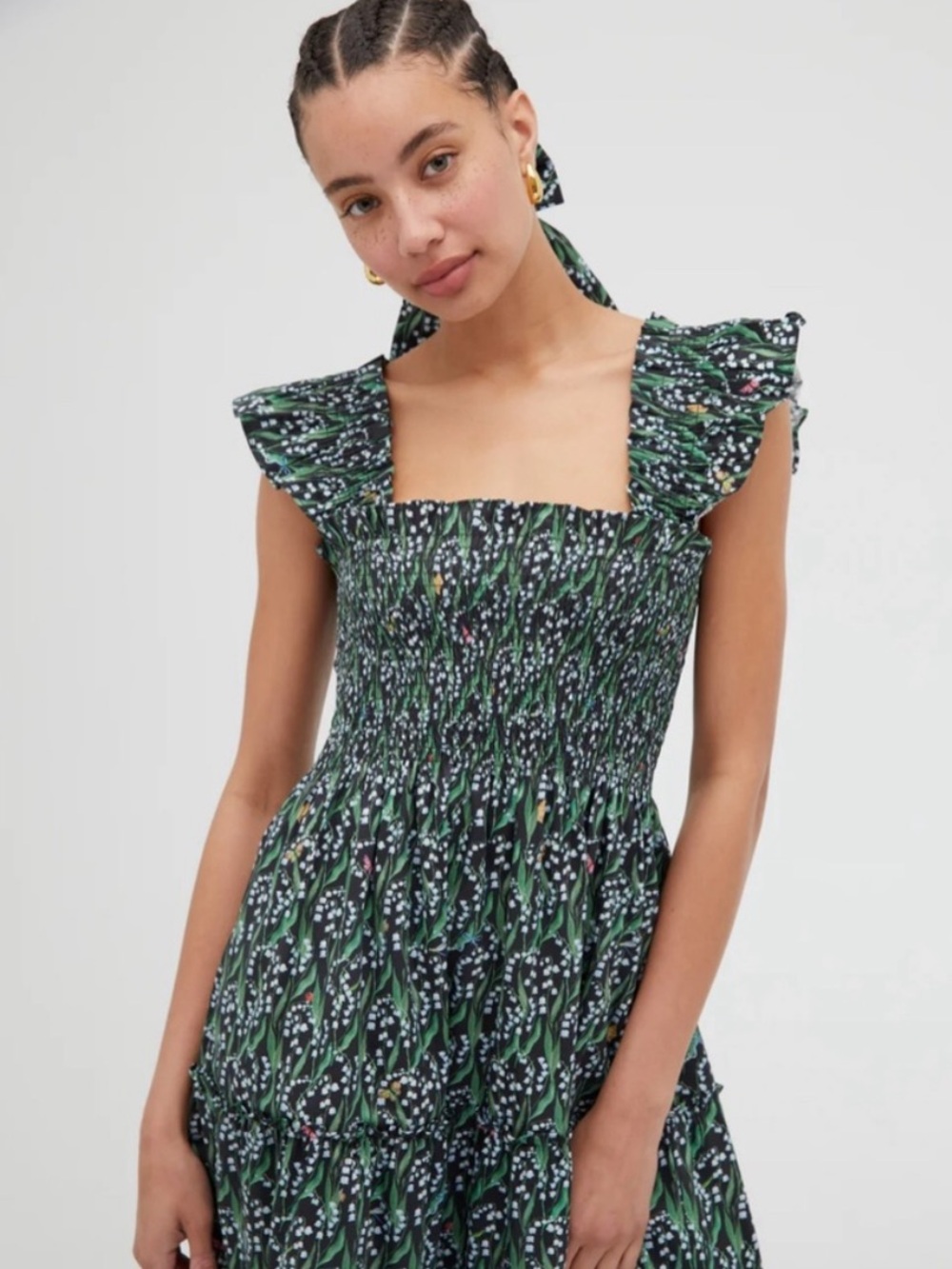 Hill House Home Ellie Nap Dress Lily Of The Valley Ruffle Fall Black Size Large - Picture 7 of 14